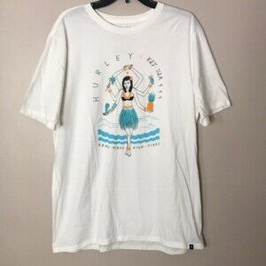 Hurley Men's T-Shirt Hulightenment Hawaiian White Good vibes high tides large